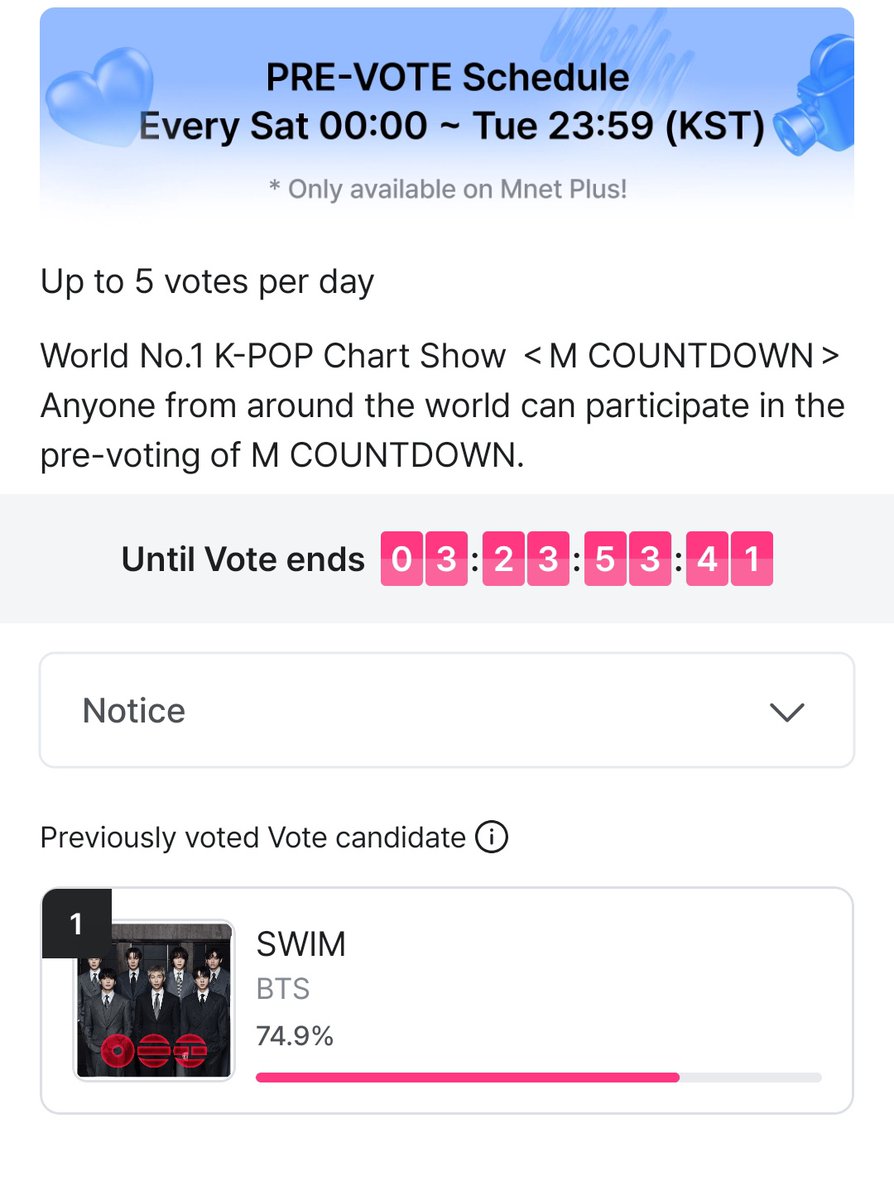 btsvotingunite's tweet photo. BTS’ "SWIM" is nominated on MCOUNTDOWN Pre-voting! 

Cast your 5x votes now! 
(https://t.co/foRZzxjPia) https://t.co/BDgdOYZHzc