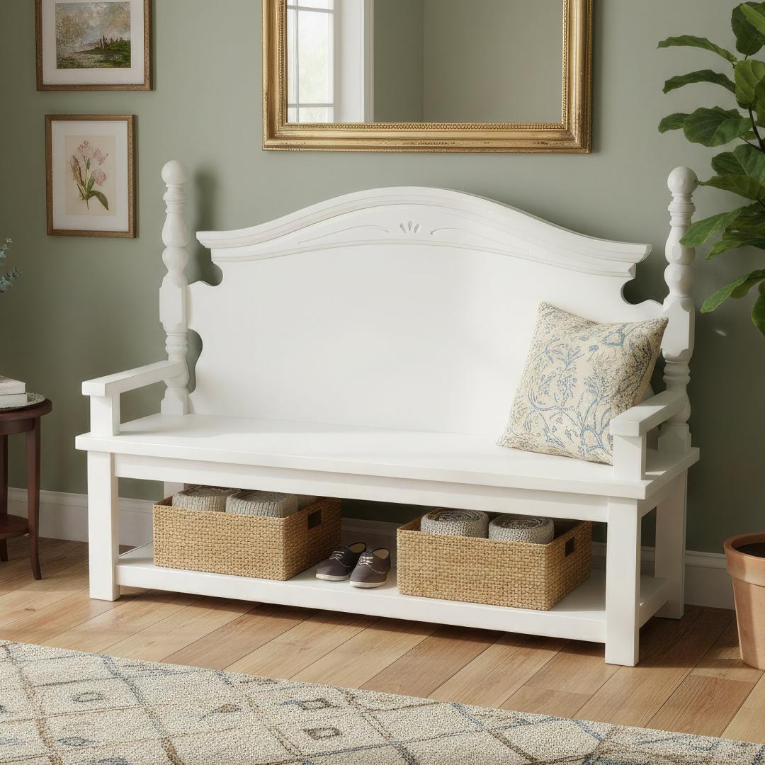 TheClaytonHouse's tweet image. Priced at $295. This handmade bench with cubby storage is made from a repurposed queen headboard and features a pure white wood finish. Dimensions are 65w x 20d x 50h inches, and it is locally made.

More info: clayton.house/url/7DkYm

Booths: RefineDesigns

#home_decor