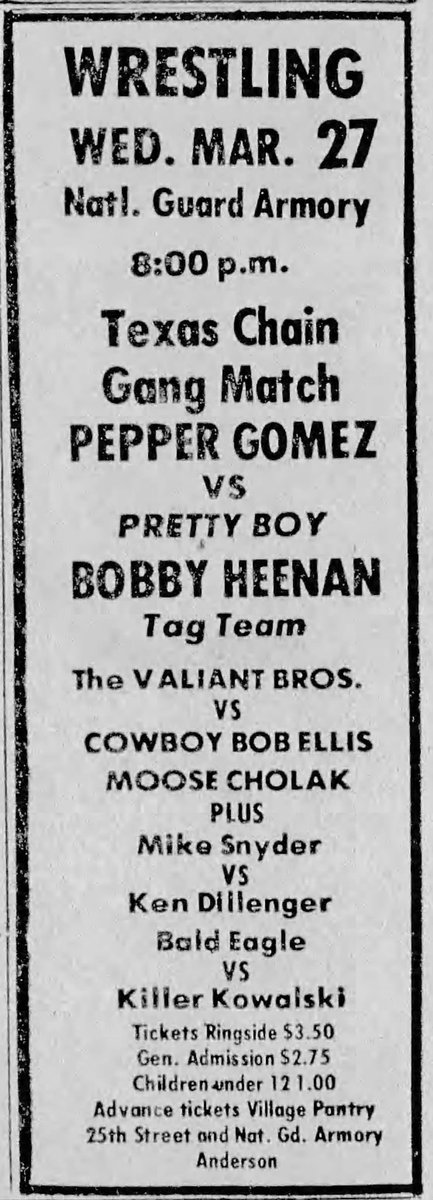 WWA; 03/27/1974
Anderson, Indiana
🛜 linktr.ee/rasslepod