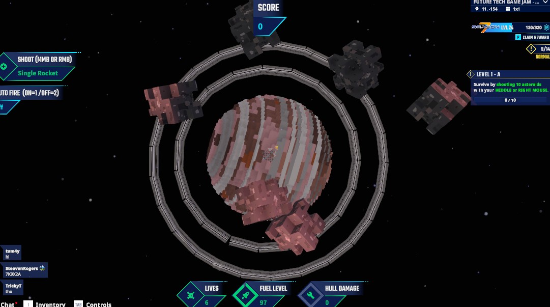 Mudcrab203's tweet photo. Space cruiser mid-battle—had to capture it in The Sandbox Season 7. @TheSandboxGame https://t.co/fTmjOZH81k #Season7 https://t.co/cldNq00Gmt