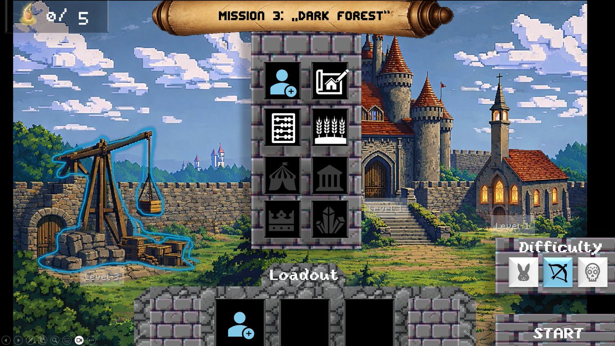 Jaybiooh's tweet photo. Quick UI Mockup for a mission loadout screen. The idea is to modify your units, economy and hero abilities before an mission and give the player a HUB like environment.
Unlocking and combining modifiers should foster playstyle choices. #gamedev #pixelart https://t.co/U4cGr1uzn9