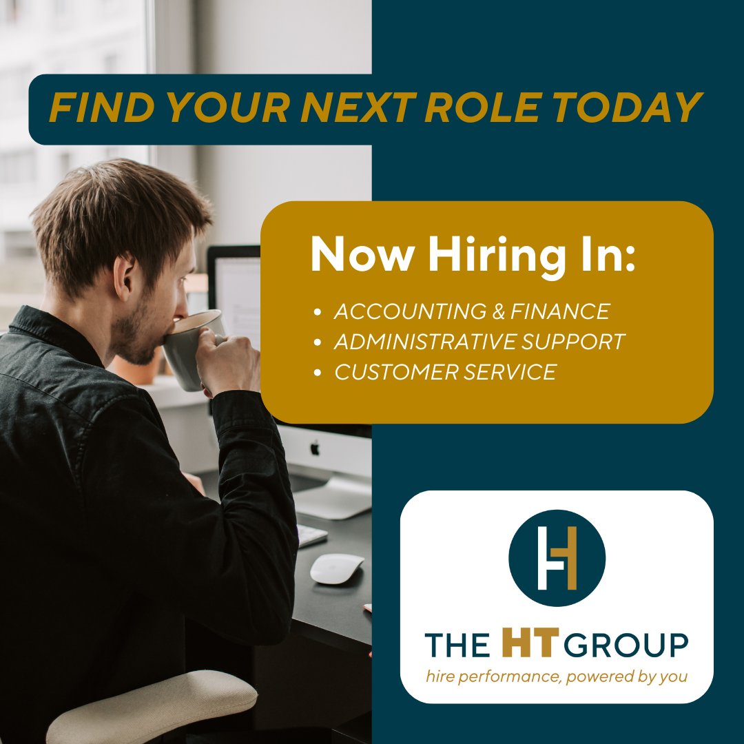 Hiring demand remains strong for accounting, administrative, customer service, manufacturing, and leadership roles.
bit.ly/46Voh02

#TheHTGroup #NowHiring