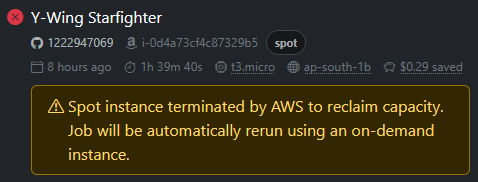 sprinters_sh's tweet photo. New: You can now specify spot=rerun in your job label to automatically rerun spot jobs as on-demand instances when their instance is reclaimed by AWS.

https://t.co/cnCEOLjWRR https://t.co/G1DvBZcFnG