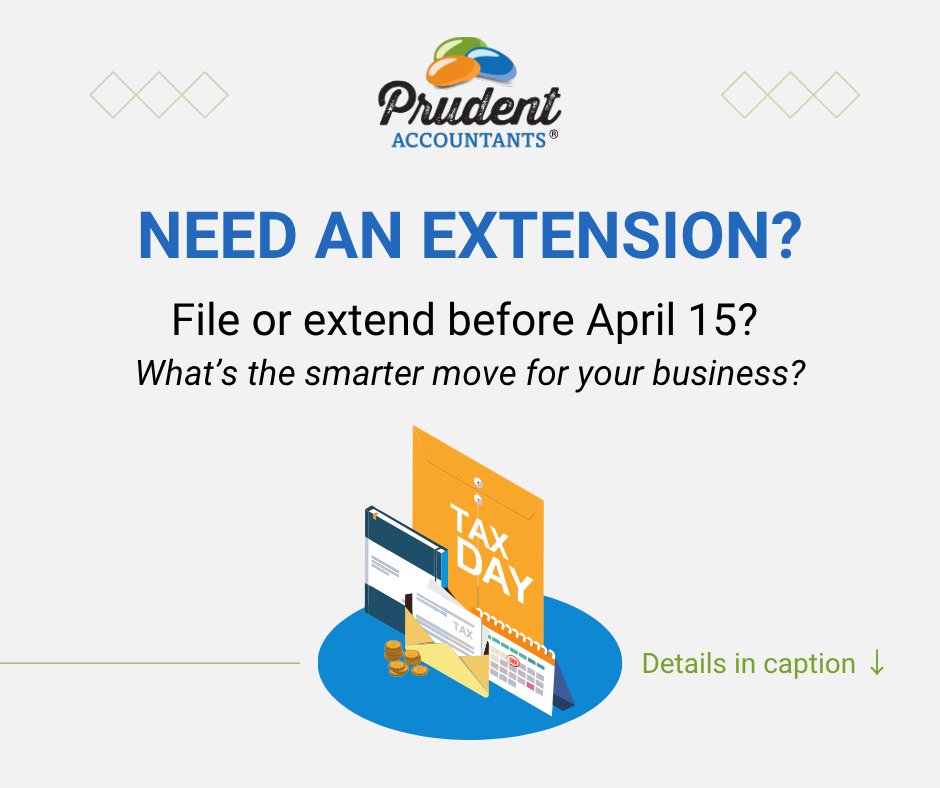 pruact's tweet photo. Filing before April 15 isn’t always the smartest move.

Rushing can mean missed documents, lost deductions, and costly amendments.

If your numbers aren’t final, extending may be the better option.

File right, not just fast.

#SmallBusiness #TaxSeason #TaxTips #April15 https://t.co/3rmNpOG5yS