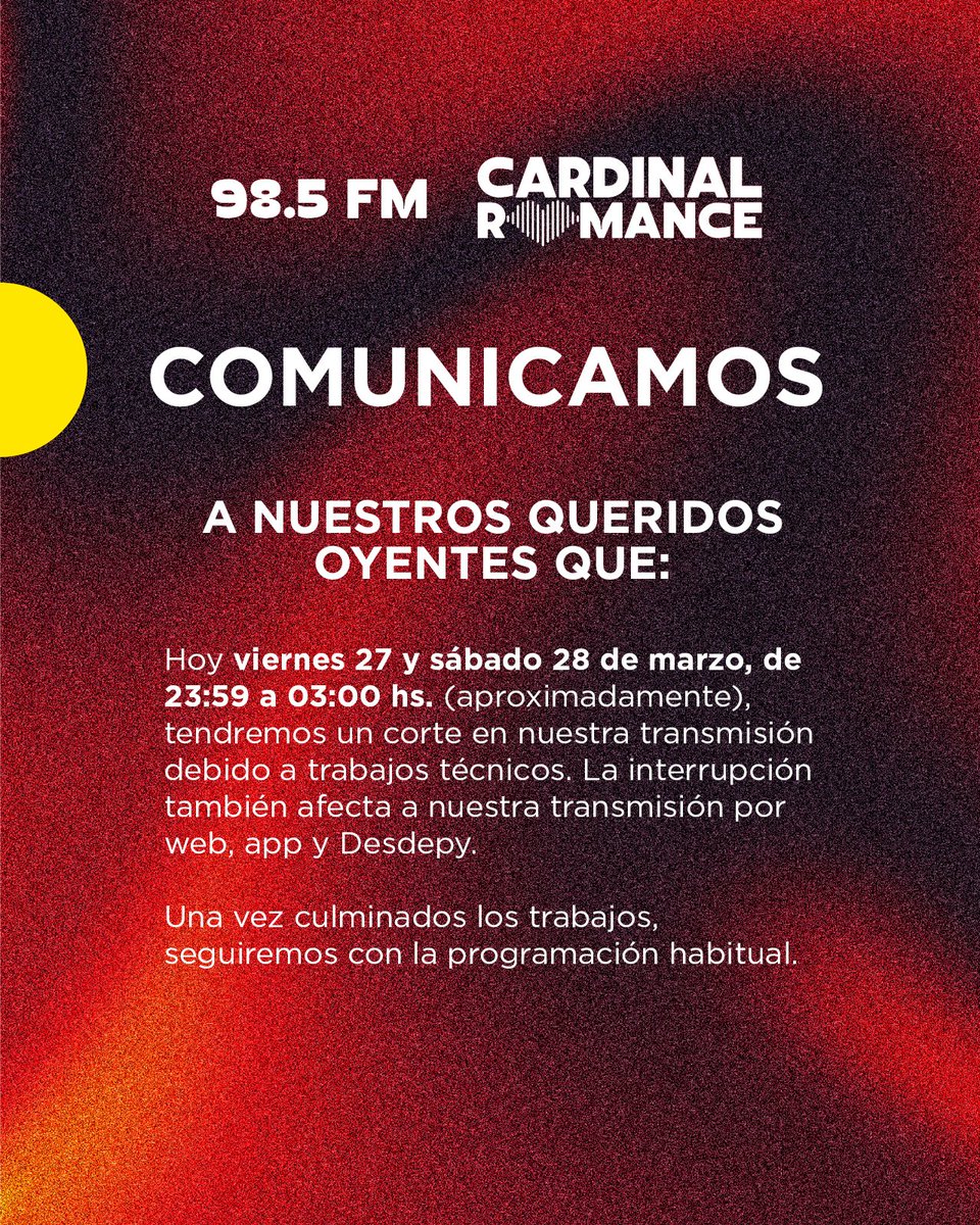 Cardinal Romance 98.5 tweet media