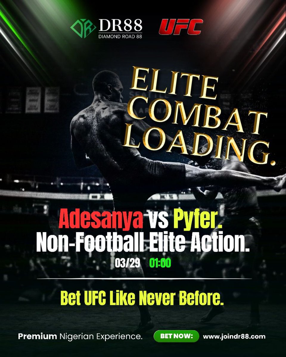 DiamondRoad88's tweet image. For X

THE STYLEBENDER vs. THE BODY SNATCHER. 🏹🥊

Adesanya brings the precision. Pyfer brings the power.

Is Izzy still the Gold Standard, or does Pyfer shatter the vault? 💎🔓

Bet the Main Event: joindr88.com

#UFC #Adesanya #Pyfer #DR88 #MMA