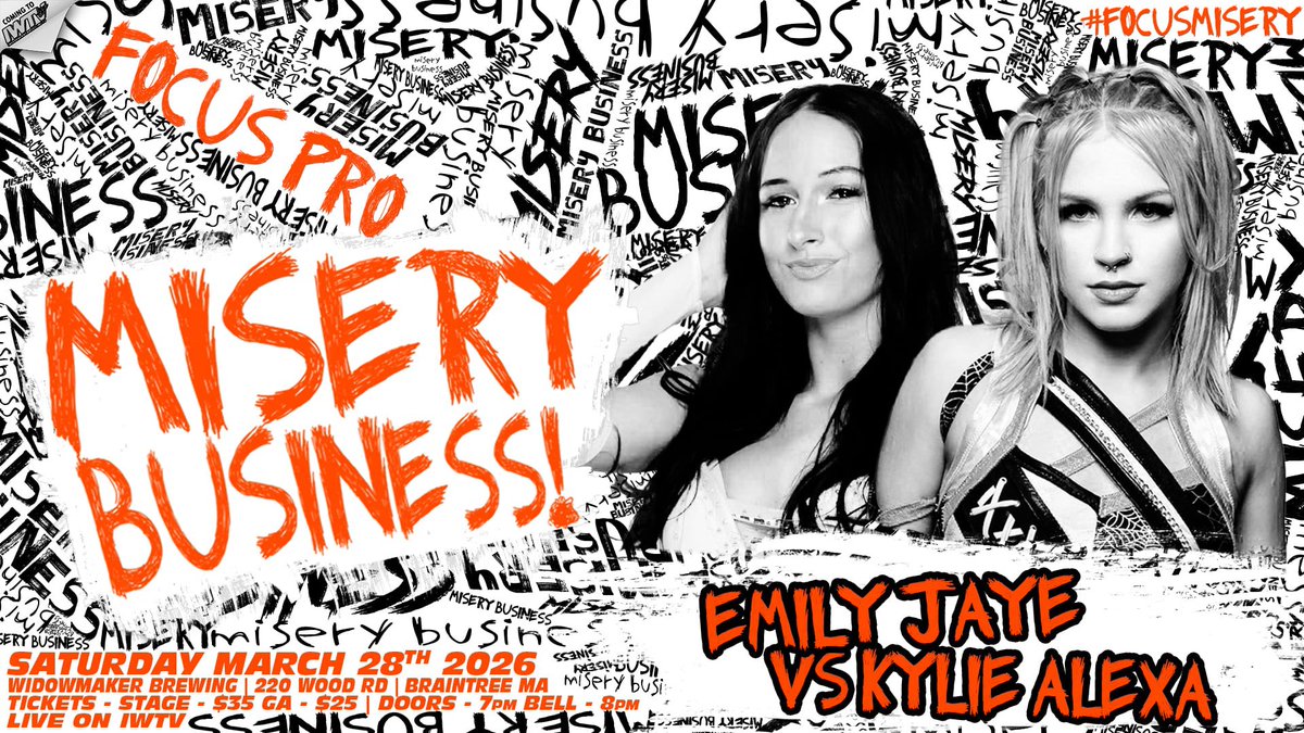 FocusProWrestle's tweet image. THIS SATURDAY IN BRAINTREE!
Widowmaker Brewing • Braintree, MA

• @aries_mani v @beastmanhusk 
• @EmilyJayePro v @kyliealexxa 
• @theakiraway v Mike Graca

Tix : eventbrite.com/e/focus-pro-wr…