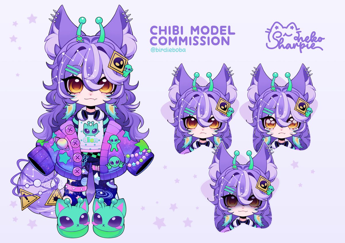 Chibi New Model chibi model art commission !! 💜👽 (@BirdieBoba)