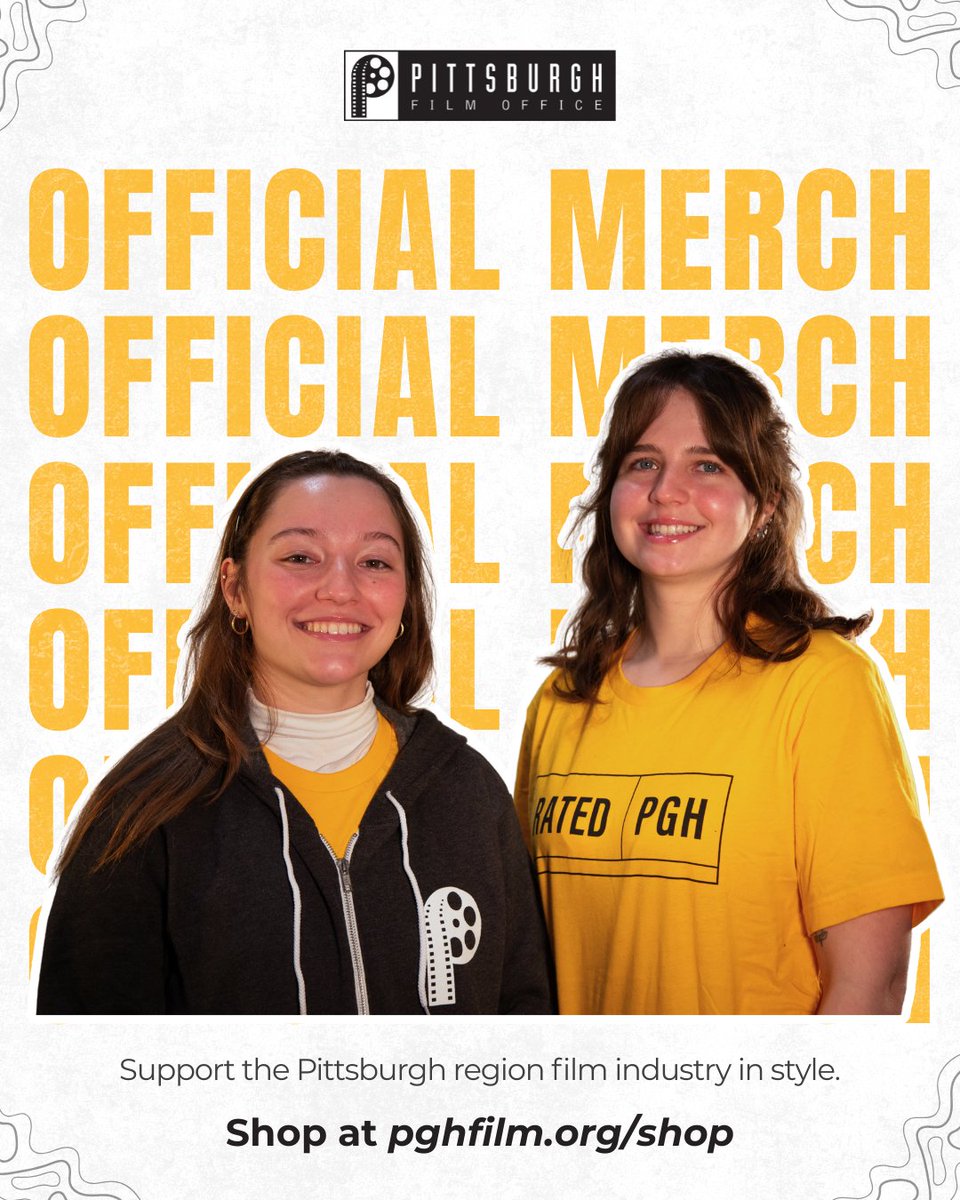 PghFilmOffice's tweet photo. Support the Pittsburgh region’s film industry with the Pittsburgh Film Office official #RATEDPGH merch!
Shop now at https://t.co/aAFW6ulx26
Special thank you to our models, Emily Wickham and Kira Higgins!
#officialmerch #pittsburghfilmoffice #ratedpgh #pghfilm https://t.co/vCpga7DyIO