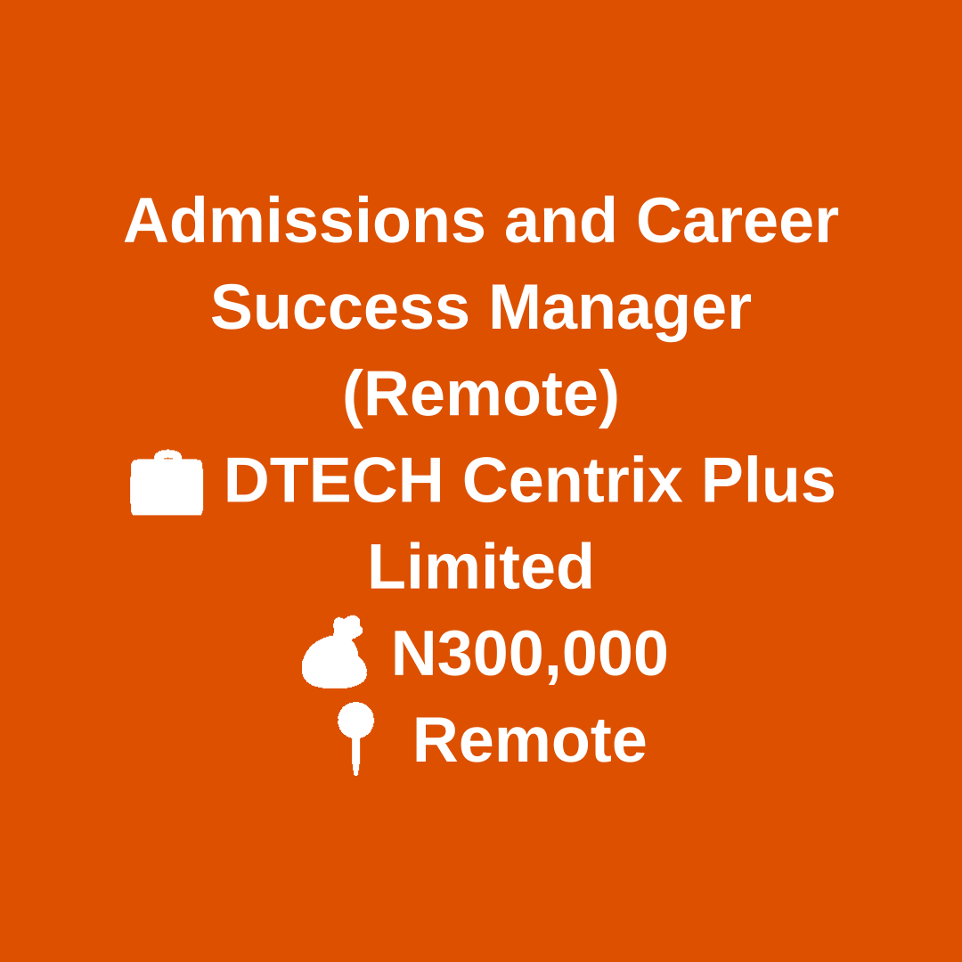 jobfetcher's tweet image. Feeling like your career could use some guidance? 🌍 DTECH Centrix Plus Limited is seeking an Admissions and Career Success Manager to join their remote team! 💼✨  
jobfetcher.org/jobs/view/admi…  
#CareerSuccess #RemoteJobs #AdmissionsManager #DTECHCentrix #JobOpportunities