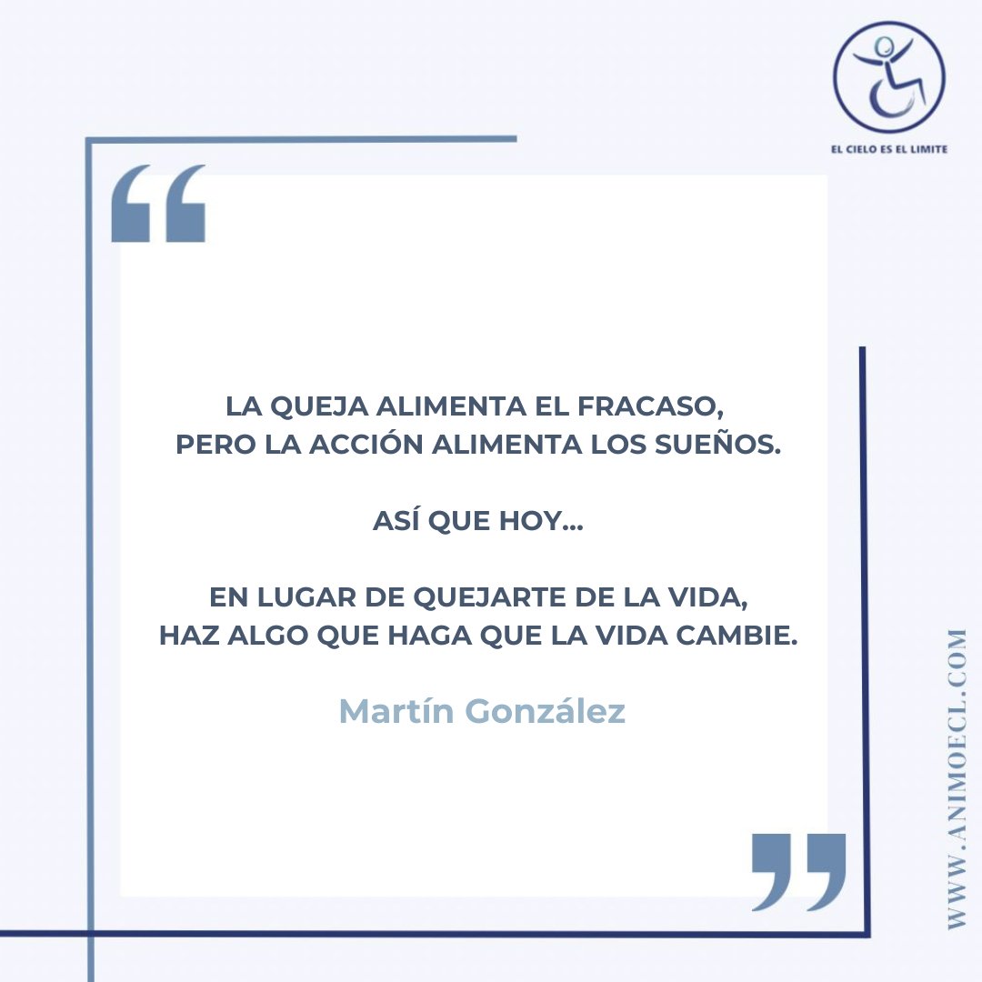 animoecl's tweet photo. Haz algo que haga que la vida cambie.

Ánimo... ¡sí se puede! 👨🏻‍🦽 #mentepositiva https://t.co/IpGhw5rAva
