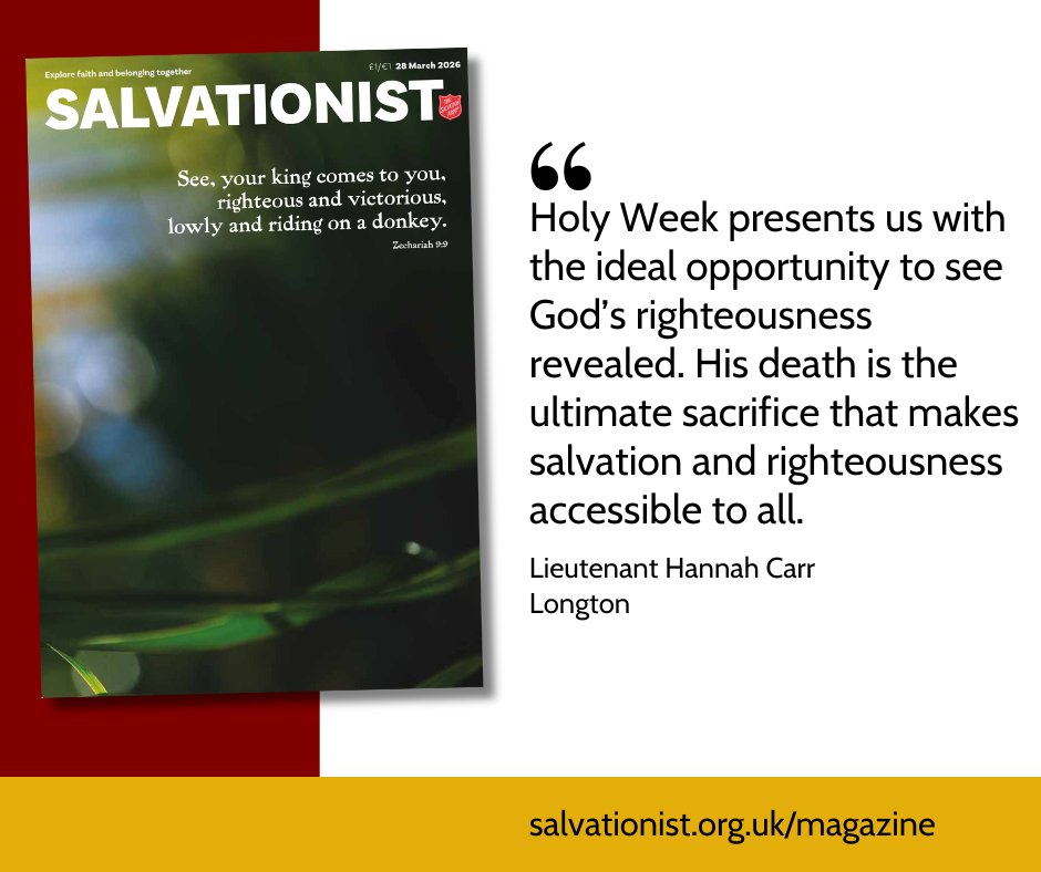 As we move into Holy Week together, continue exploring with us the hidden things in our hearts that God is renewing with this week's issue of Salvationist.

Subscribe to the magazine or read articles from the issue online: salvationist.org.uk/magazine.