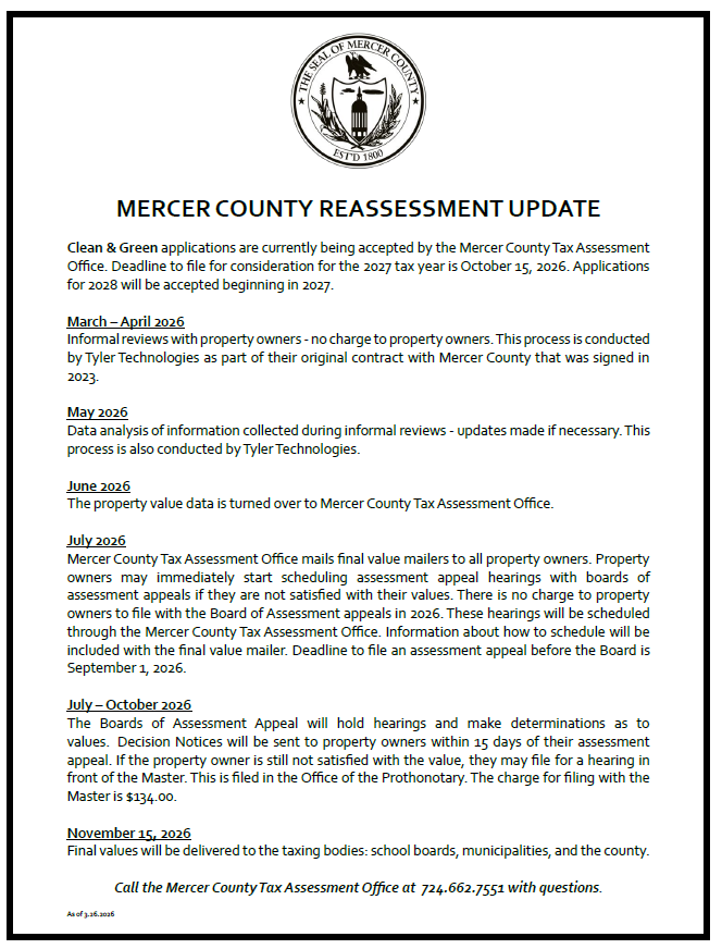 Here is an overview of the timeline for the remainder of the Reassessment project.