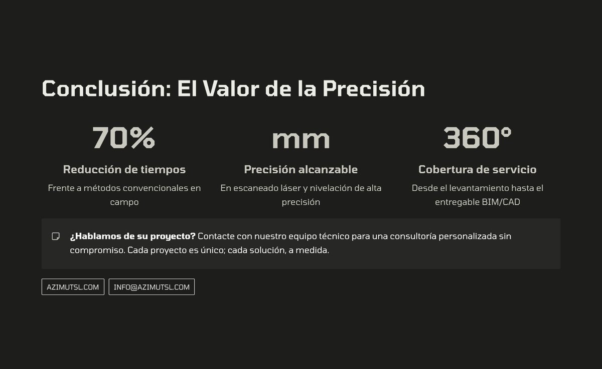 AzimutDrones's tweet photo. Los números detrás de una decisión inteligente. 📈📊
En topografía y geomática, la precisión no es solo un detalle técnico, es rentabilidad directa para su proyecto. En Azimut, transformamos la metodología tradicional para ofrecerle resultados medibles: https://t.co/WbSz86TtHo