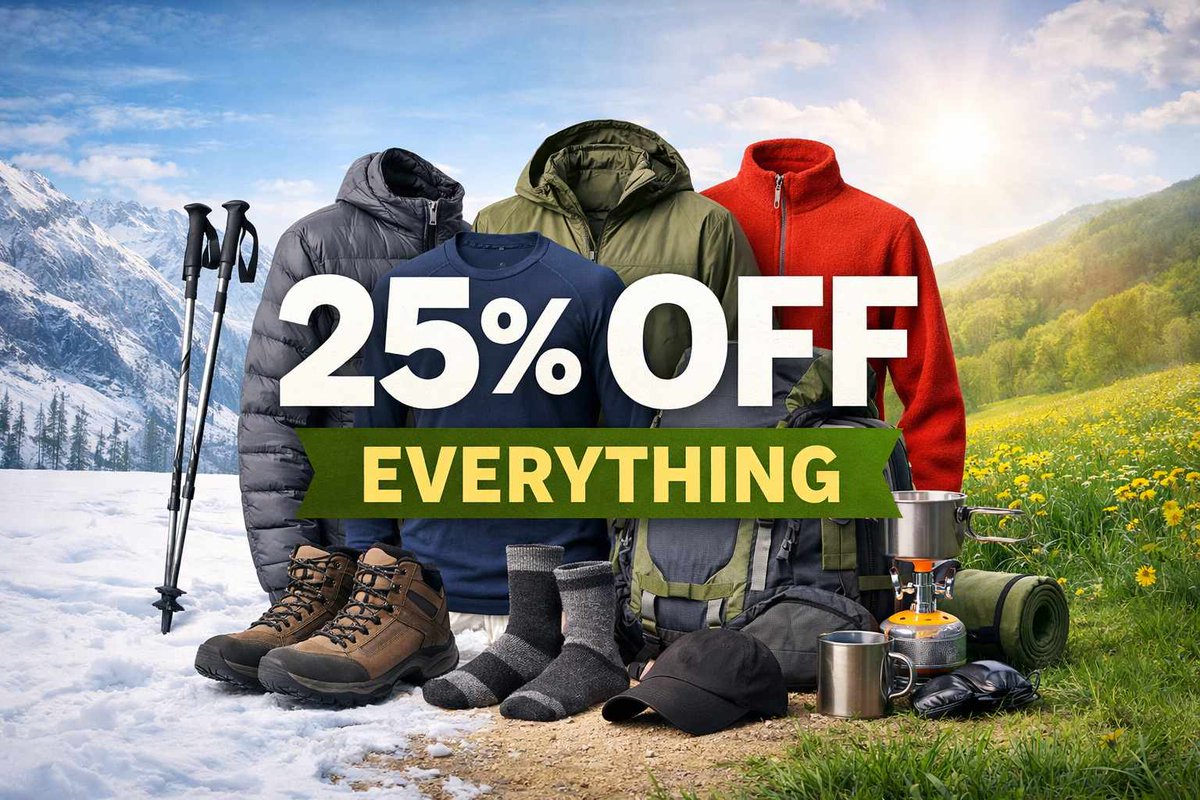 SubZero_UK's tweet image. 🐦 X (Twitter)

Winter’s on the way out. Spring’s calling 🌿

Get ready for lighter days and outdoor adventures with 25% OFF everything at subzero.co.uk

Use code SPRING26 at checkout.

Don’t miss out.

#SubZeroUK #SpringSale #OutdoorGear #HikingUK #CampingUK