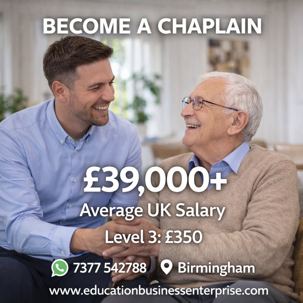 adnanuk710's tweet image. Become a Chaplain – Level 3 course in Birmingham with strong career opportunities and an average UK salary of £39,000+. Start your journey in a meaningful and rewarding profession today. 📞 7377 542788 #Chaplaincy #UKEducation #BirminghamUK #CareerPath #HelpingOthers #StudyUK