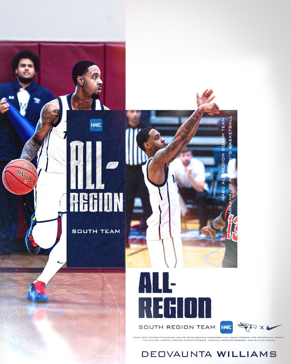 TAMUT_Athletics's tweet photo. Congratulations to Deovaunta Williams on being named to the inaugural NABC NAIA All-Region South Team! 🏀🦅 #SoarEagles https://t.co/XcRYEaiTvZ