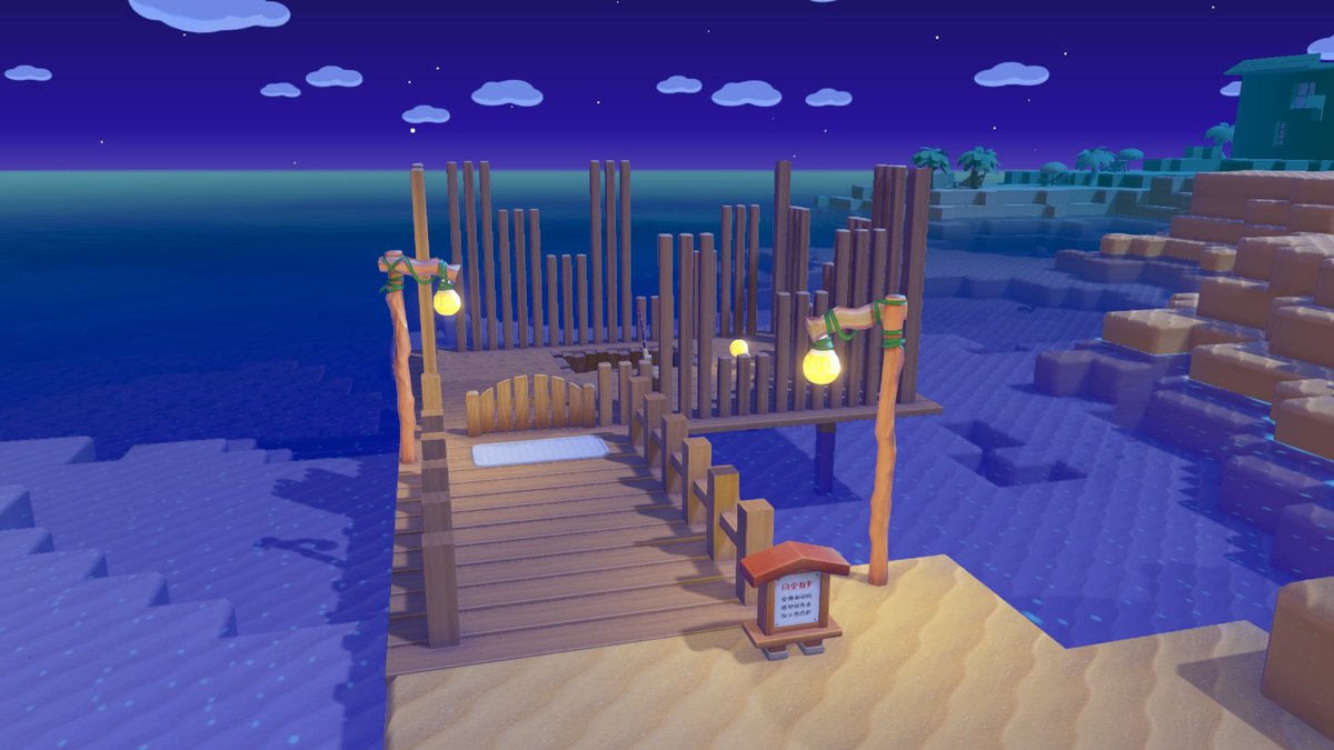 ぽこ あ ポケモン 家造りの手順メモ

①床
水上に9×7マスの桟橋を配置し柱で囲います

②外壁
すきましきりで壁を作る際は高さにバラつきを出すと個人的に好み

③釣り堀
飾りです

④入口を整備して完成
屋根のない水上家屋ですが、ちゃんと家として判定されます。