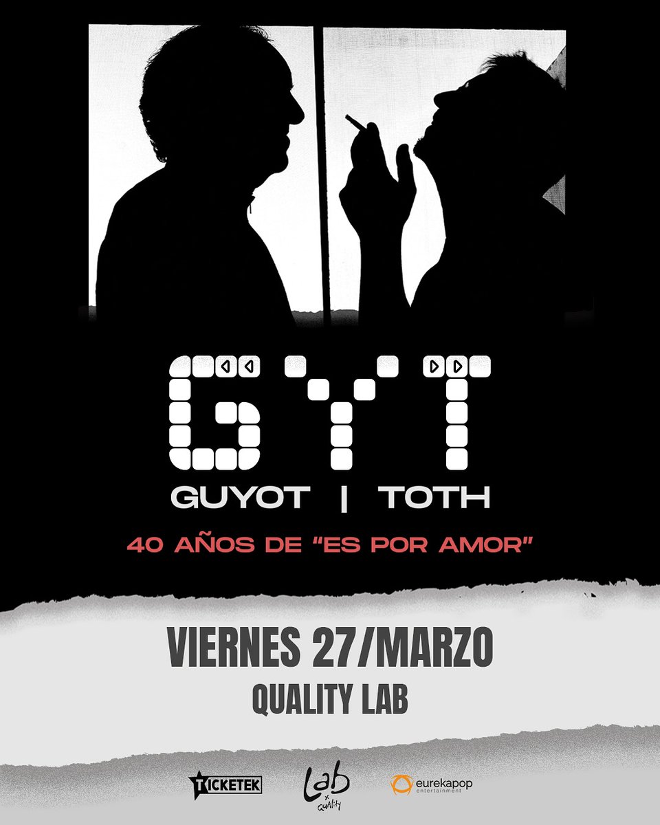 InfEspectCbaok's tweet photo. Hoy 21:00 hs #GYT celebra los 40 años de "Es Por Amor" en #QualityLab

🎫Venta de entradas en https://t.co/m3JEzThsxl 

#Córdoba 
#Argentina https://t.co/3ubpE3r7aT