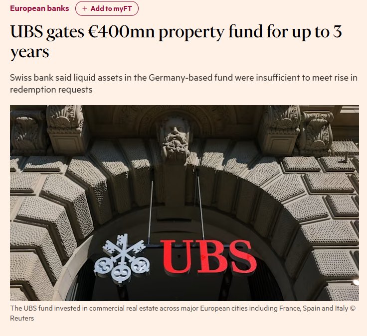 Panikleyen yatırımcılar, 🇨🇭İsviçreli bankacılık devi UBS’ten paralarını çekmek istedi.

UBS te: 
“Bizde o kadar para yok. 
You would get the father. 
3 yıl sonra gelin.” dedi.

2008’i mumla aratmaya namzet gelişmeler!
