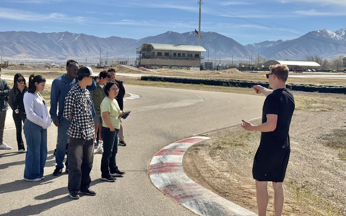 UofUCvEEN's tweet photo. .@UUtah students recently hosted a road safety outreach event at Utah Motorsports Campus, working with high school students in a go-karting program to talk about defensive driving and distracted driving. Hosted by the U's
@ITEhq chapter and their dedication to #futureengineers! https://t.co/QClJ3v0TiC