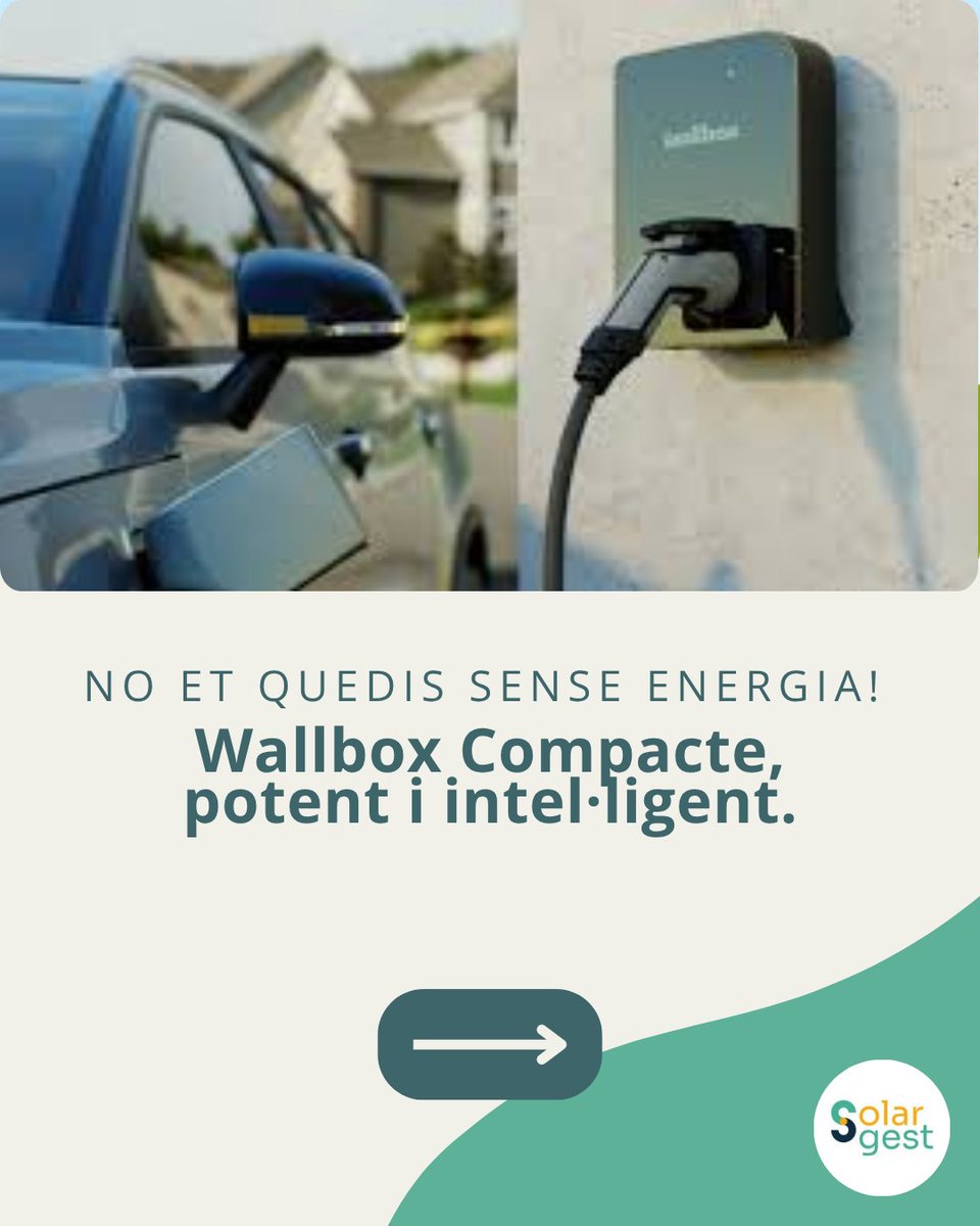 solargest_cat's tweet photo. 🔌⚡ Carrega el teu vehicle elèctric des de casa: Amb un wallbox pots carregar el teu cotxe de manera ràpida, segura i còmoda, directament al teu garatge.

✔️ Més velocitat que un endoll convencional
✔️ Control total des del mòbil
✔️ Possibilitat de carregar amb energia solar https://t.co/yKMjGmBqh3
