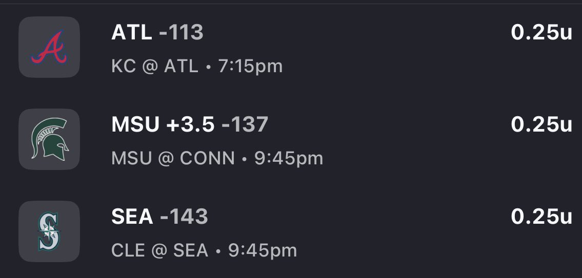 SmudgersClub's tweet photo. Going for 3 straight weeks in the 🟢

March Madness: 9-6 +4.87U 🏀

Overall: 82-59 +17.80U 💰

All inside @legupofficial 

MLB model is 2-0 so far this season with Yankees ML Wednesday &amp; Tigers ML yesterday. 

Here’s 3 0.25U plays for today! 
#Gambling𝕏 #LegUp #MarchMadnessMBB https://t.co/hCBkWk3WXV