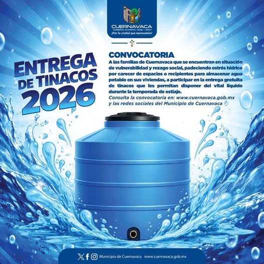 24_morelos's tweet image. ABREN CONVOCATORIA DE TINACOS GRATIS EN CUERNAVACA 

El @CuernavacaGob lanza la #convocatoria para recibir un tinaco #GRATIS de 1,100 litros, dirigido a familias en situación de vulnerabilidad.

- Registro del 30 de marzo al 7 de abril
- Secretaría de Desarrollo Humano y