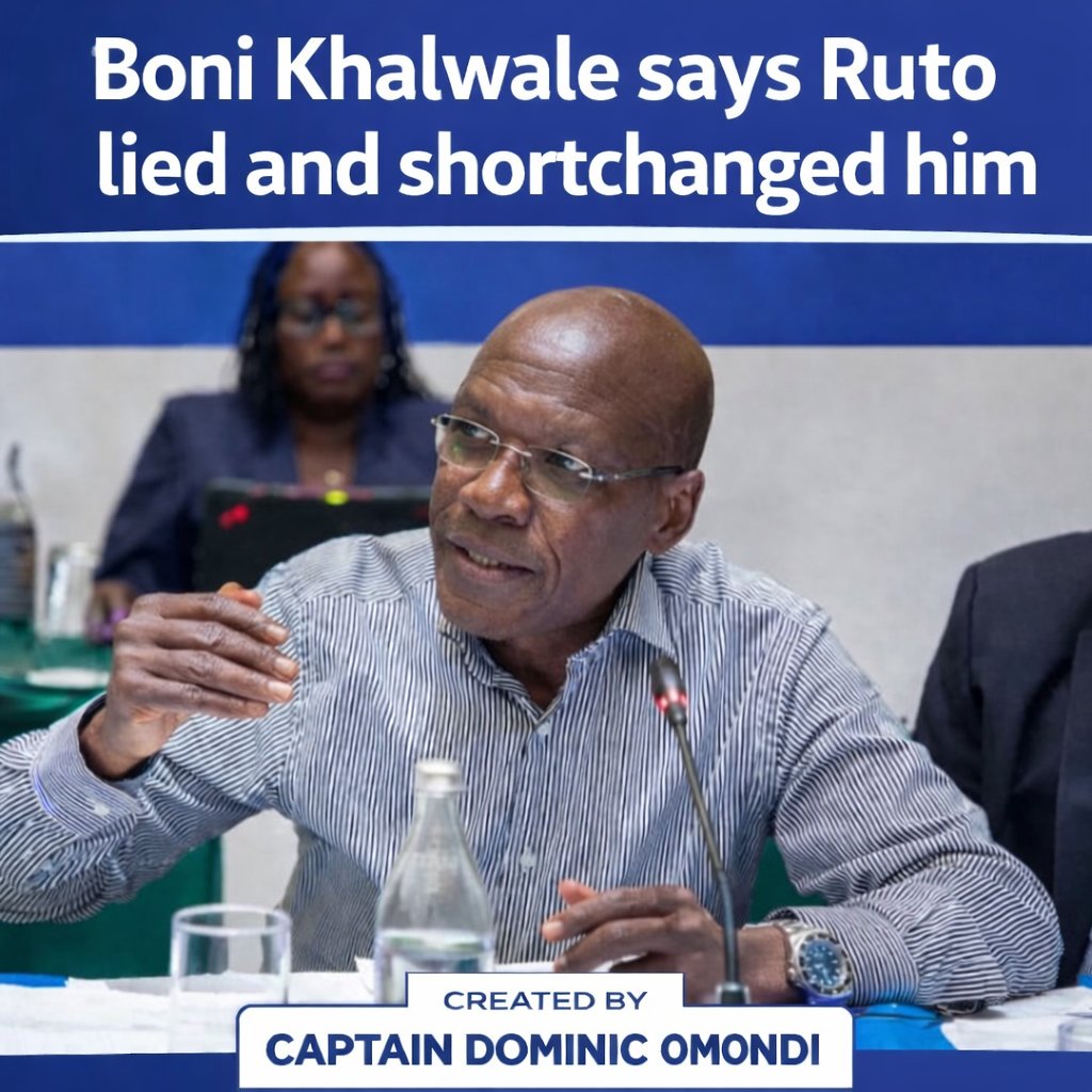 CaptainDominicO's tweet photo. Boni Khalwale has narrated a story that reveals the harsh realities of political promises and sacrifice.

He recalls how he was firmly in the race for the Kakamega gubernatorial seat when William Ruto approached him with a request to step down in favour of Cleophas Malala. It was not an easy decision, but it came with what seemed like a solid assurance.

Ruto asked him to choose between becoming a Cabinet Secretary or taking the Speaker role. Khalwale chose to serve as a Cabinet Secretary and expressed his readiness to take up the Health docket. He says he was assured that once the Cabinet was formed, he would be appointed as the Health Cabinet Secretary.

Trusting that promise, Khalwale stepped aside and supported Malala.

However, when the Cabinet list was eventually announced, his name was nowhere to be seen.

According to Khalwale, that is the moment he realized he had been shortchanged a reminder that in politics promises can sometimes remain just that promises.