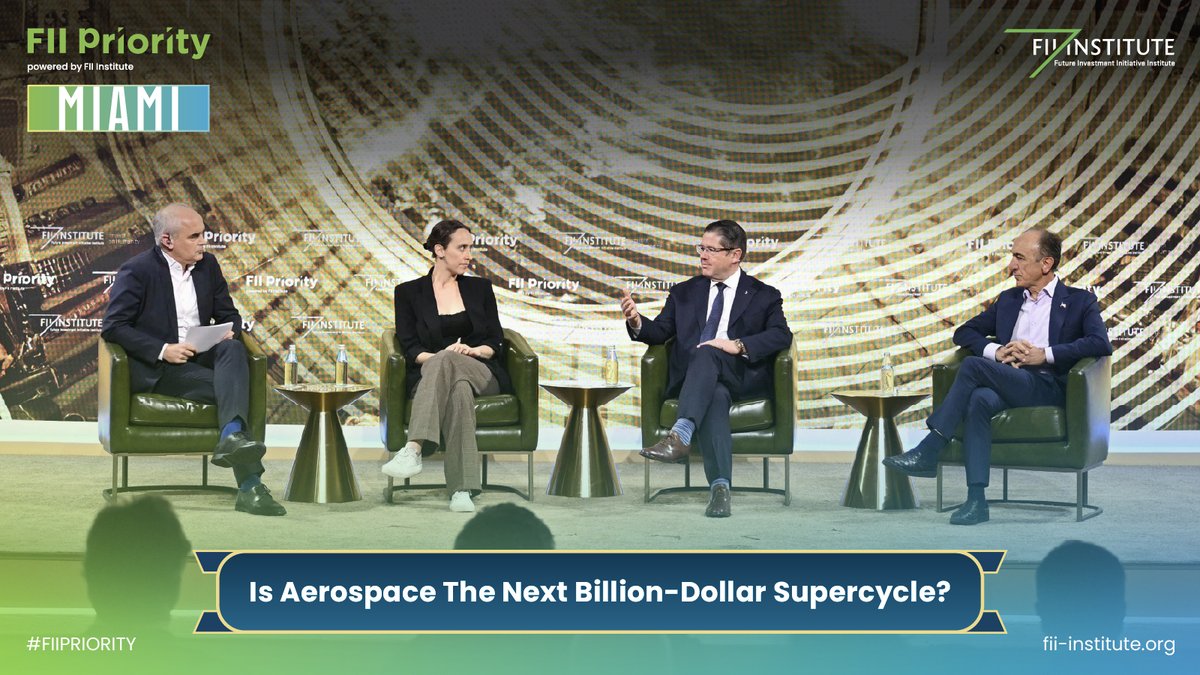 FII_Institute1's tweet image. #Aerospace and #defense are no longer cyclical sidelines. They are becoming strategic engines of resilience and growth.

At #FIIPRIORITY Miami, the conversation turns to whether aerospace is entering its next supercycle.

Watch live: bit.ly/FPM26_D2