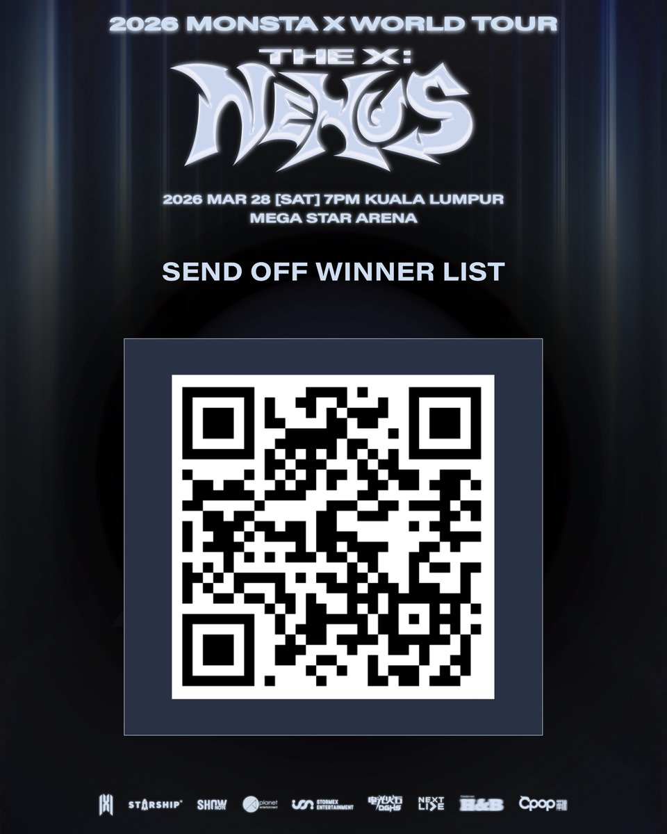 Nextlive_ent's tweet photo. 🎉 Congratulations to all lucky MONBEBE! ✨

For all winners, please take note that all winners are required to present your ticket to redeem your send off wristband.
⚠️ NO WRISTBAND = NO ENTRY to the SEND OFF Event

Kindly ensure that you have reviewed the SEND OFF event guidelines prior to your arrival at the venue.
📋 Kindly refer to the announced concert agenda for more details.

For more information, please stay tuned to our social media platform.

#몬스타엑스 #MONSTAX #MONSTA_X
#MONSTAX_THEX_NEXUS #MONSTAXinASIA
#MONSTAXinKL #Firestone #NextLiveEnt #HNB #StormexEnt