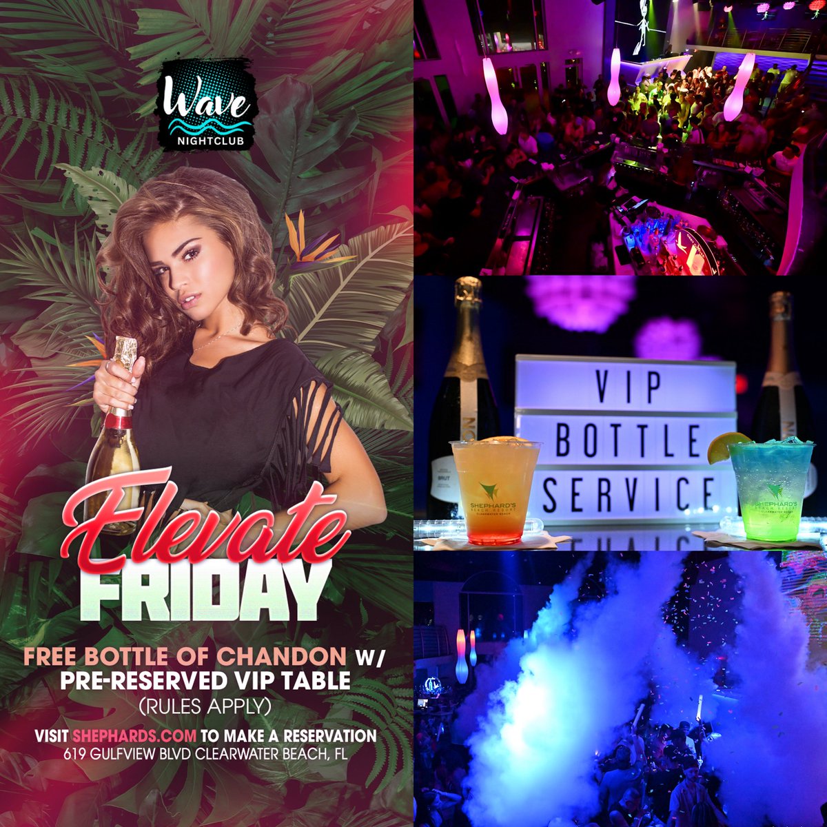 ShephardsResort's tweet photo. ELEVATE your Friday night with @VJKiddLeow 🎧 video mixing hits & open format starting at 10 PM. Enjoy $10 Ultimate Margarita, $9 Tequila Sunrise, & $9 Berry Lemonade. 

Pre-reserve your VIP bottle 🍾 service table on Fridays and get a FREE bottle of Chandon at https://t.co/nzSe8izOLh.

Wrap-around patio Gulf views, cryo-blasts, and the best bartenders in CWB await! The Wave Nightclub is open Friday to Sunday night with NO COVER. 🎉

🎧 DJ Lineup
3/28 - VIBE Saturday - Burlander
3/29 - S.I.N Sunday - Enerate

#clearwaterbeach #tampabay #florida