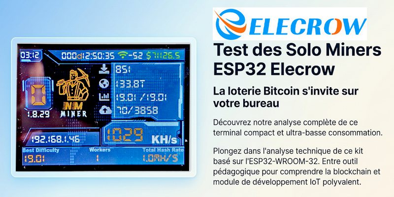framboise314's tweet image. Miner du #Bitcoin sur #ESP32 ? Test du kit @Elecrow1 ! 🕹️Gagner ? Improbable. Mais l'intérêt Maker est total : écran 2.8" tactile, ampli BF et batterie. Un terminal de dev complet et abordable ! ⚙️⚡
L'analyse technique : 🔗 framboise314.fr/test-solo-mine…
#Framboise314 #Maker #BTC