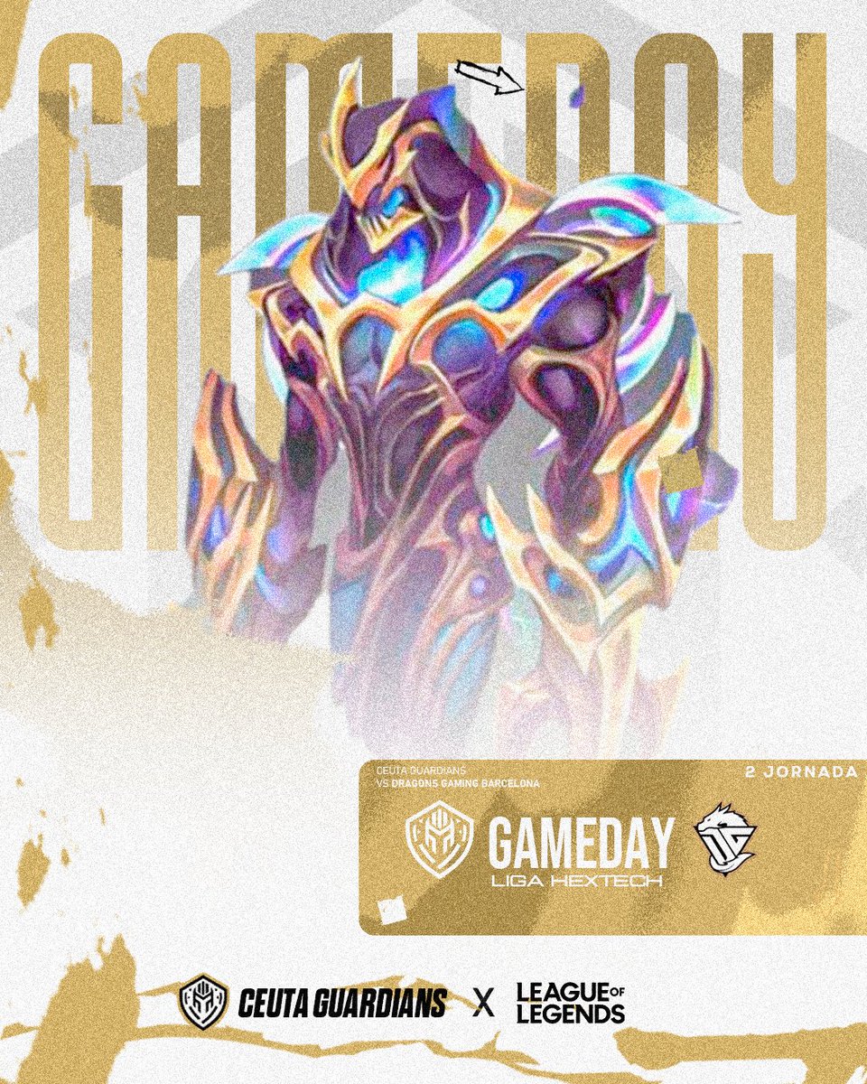 CeutaGuardians's tweet photo. 🐉🔥 ¡Hoy la Grieta arde con un duelo de altura! Nuestros Guardianes se enfrentan a un rival de peso en la 2ª División Hextech.
🕙 17:00h
🆚 @DragonsGamingec
🏆 Hextech - 2ª DIV
¡Todo el apoyo para el equipo!
#CeutaGuardians #WeGuardYou #LoL #LeagueOfLegends #Hextech https://t.co/jkhqRikkRp