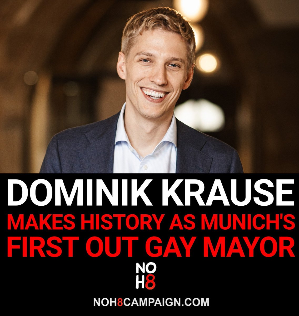 In a landmark election, 35-year-old physicist Dominik Krause was elected mayor of Munich, Germany, becoming the city’s first openly gay mayor and the first mayor from the Green Party #NOH8