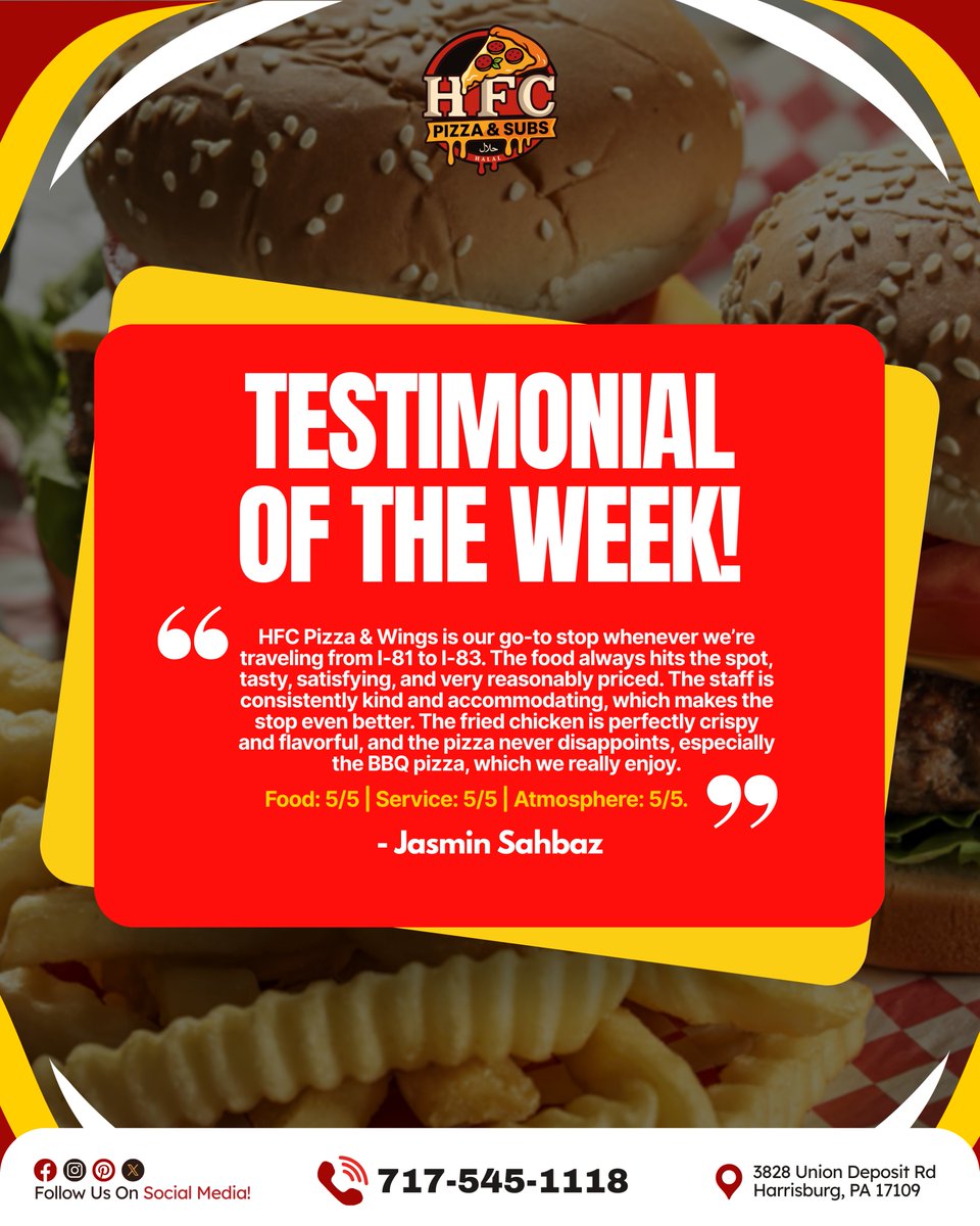 hfc_pizza's tweet photo. https://t.co/QyRlxWrAJD
Order Now: https://t.co/mT2nG8gMWV
Call Us Now: (717) 545-1118

#HFC #halalpizza #friedchicken #foodreview #harrisburgeats https://t.co/dbfX6ovS4N