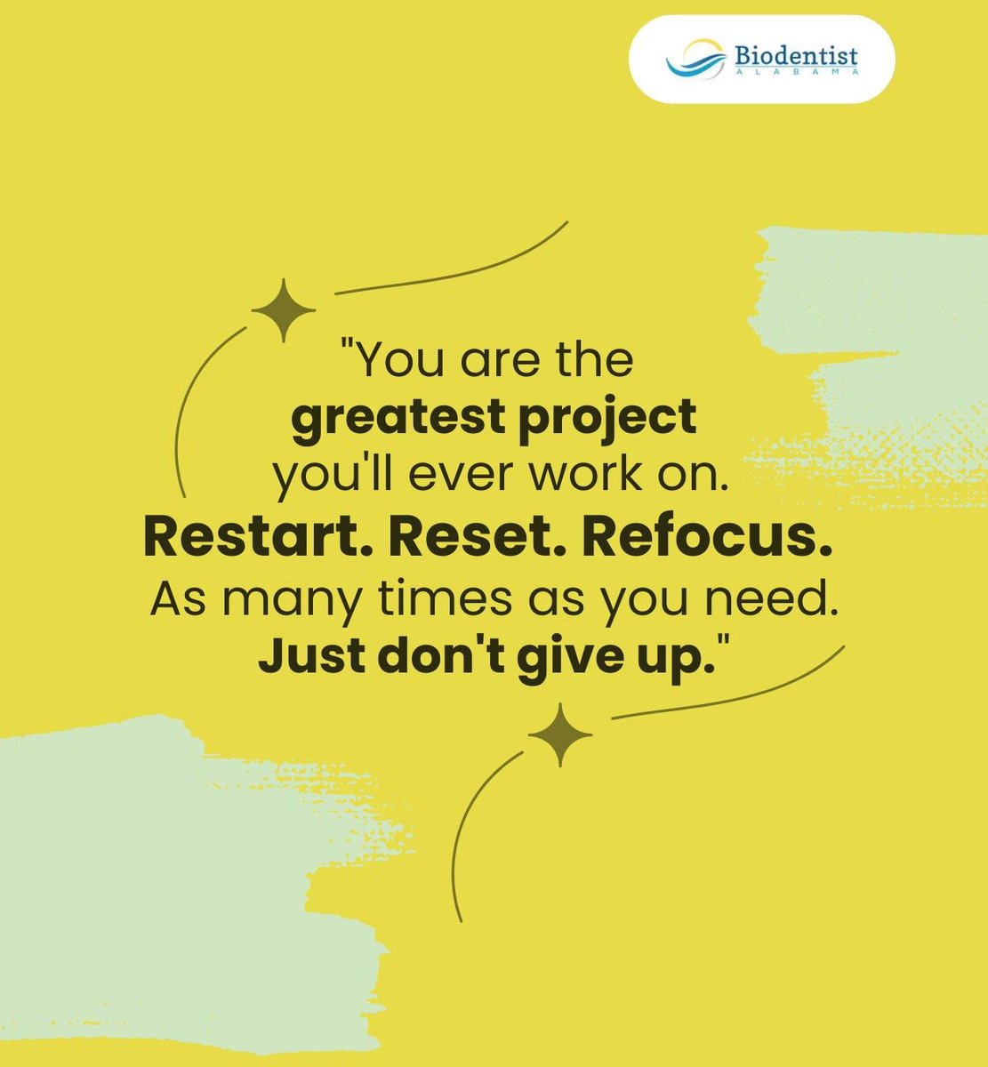 BiodentistAL's tweet photo. Don't give up on yourself because you are the greatest project you'll ever work on. Take a step back when you need it and recharge as many times as you need.

#selflove #selfcare #loveyourself #dothan #AL #biodentistalabama https://t.co/VKNCqgYF9E