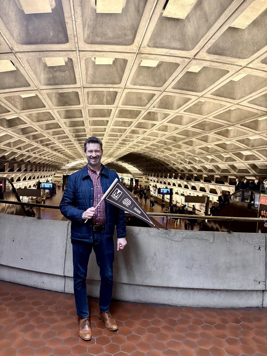charlesallen's tweet photo. It’s always a good day to take Metro, but today was special with the 50th anniversary swag being handed out as I got off my train! Happy 50th @wmata!!! Let’s keep working to guarantee 50 more! https://t.co/6Zm07cSMR1