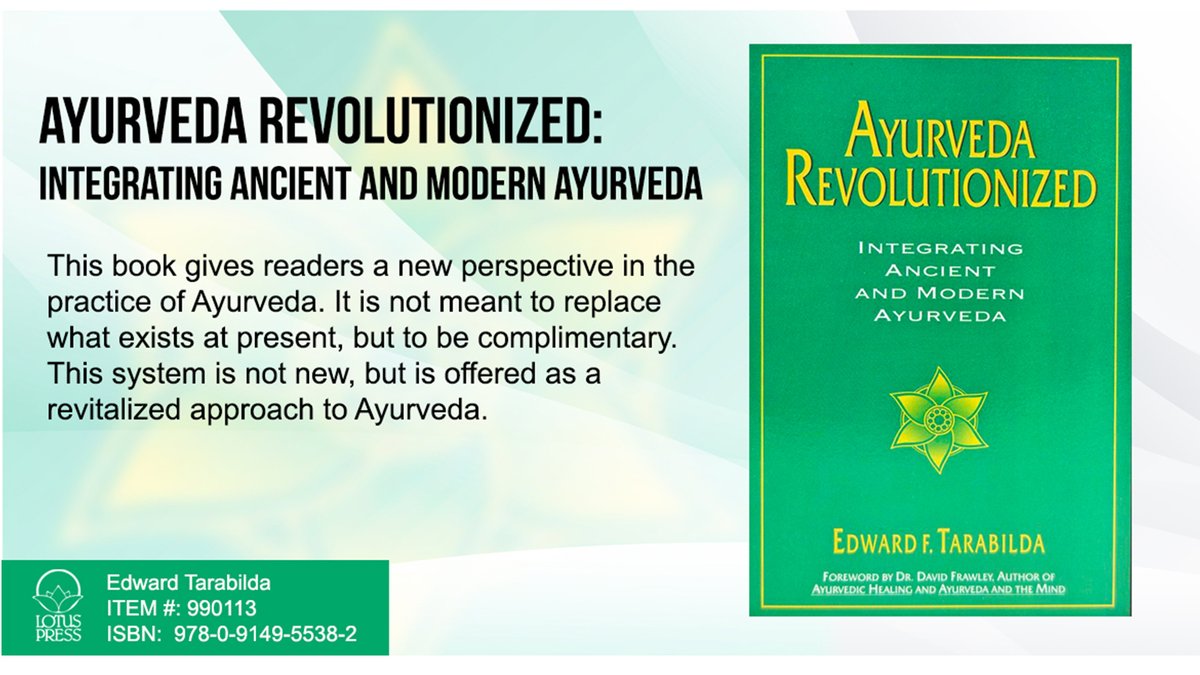 Ayurveda Revolutionized: Integrating Ancient and Modern Ayurveda - Tarabilda, Edward ..not constitution ..rather Seven Disease Tendencies ..as mentioned in CHARAKA SAMHITA lotuspress.com/products/ayurv… 
#ayurveda #ayurvedic #integralyoga #charakasamhita #charaka