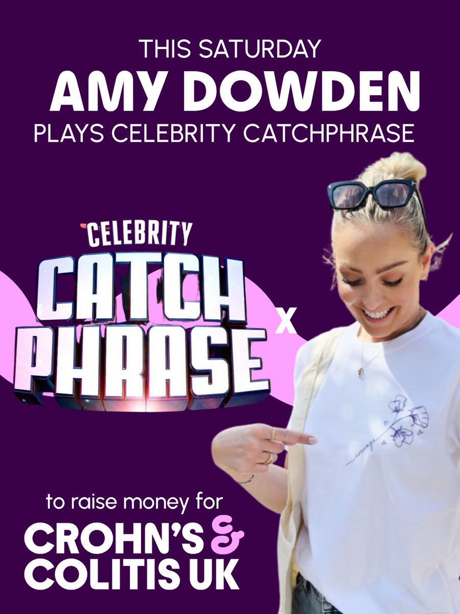 From rhythm to riddles!

Our amazing ambassador Amy Dowden will be playing #CelebrityCatchphrase tomorrow to raise awareness and money for Crohn's &amp; Colitis UK 💜 Make sure to tune in and support our dancing queen on ITV / STV at 17:45 this Saturday, 28th March!

#Crohns #Colitis