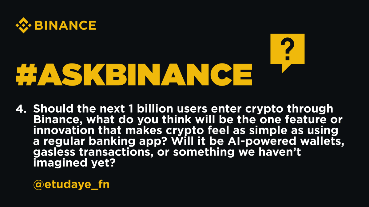 binance's tweet photo. 4. The killer feature for the next 1 billion users? An everyday in-your-pocket experience that makes crypto feel invisible. 

No need to think about gas, no need to try and figure about the different networks. 
No bridging complexity. 

Just send, save, spend, earn, and convert in one simple app. 

This is where a multi-asset, multi-jurisdiction ecosystem like Binance makes the difference.