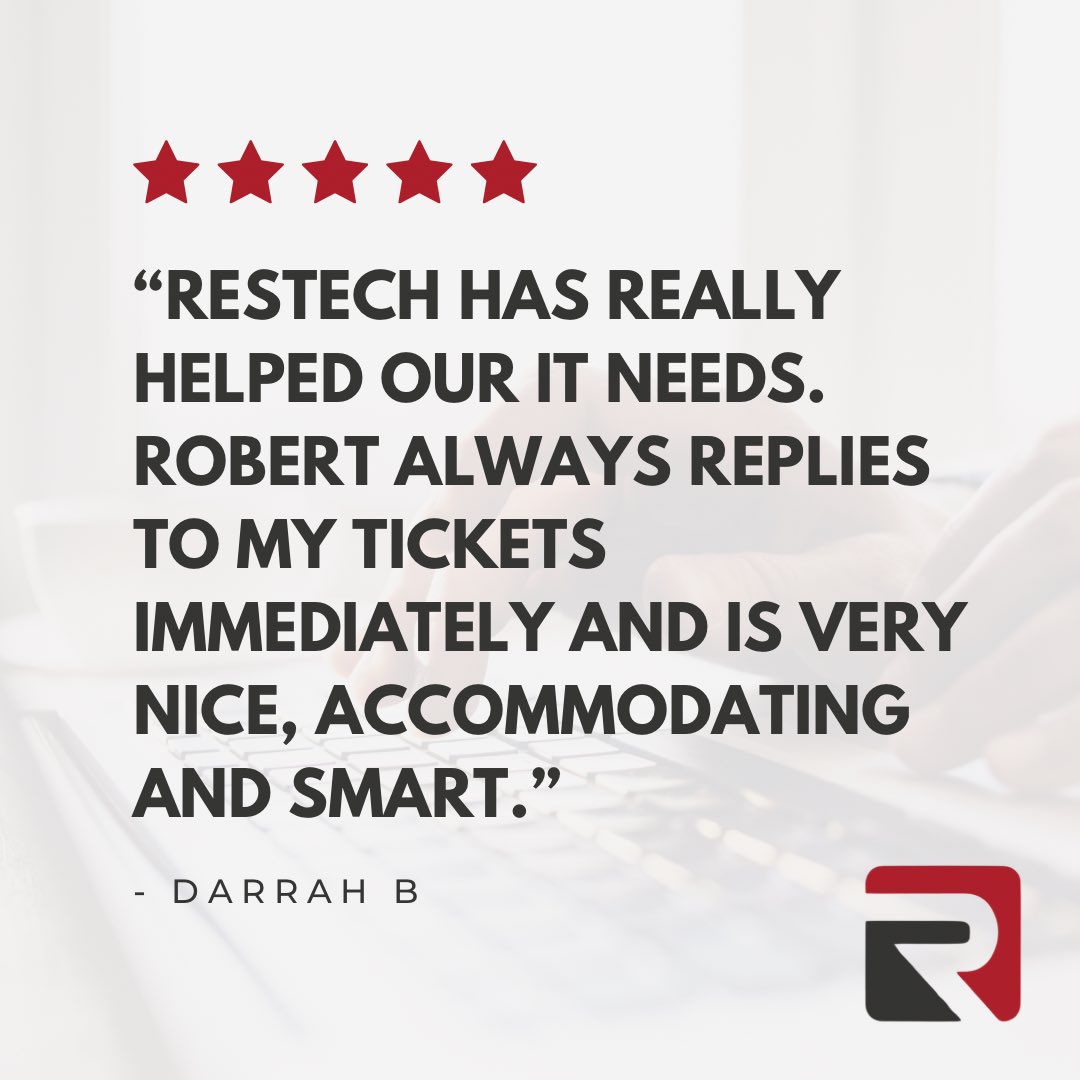 RestechInfo's tweet photo. Reliable IT support = problems solved fast and a team you can count on when it matters most. 💻
Need support you can trust? Let’s talk 👉 https://t.co/WrVpKIpWZZ

#restech #5stars #review #ITsupport https://t.co/O7wDVpQAeS
