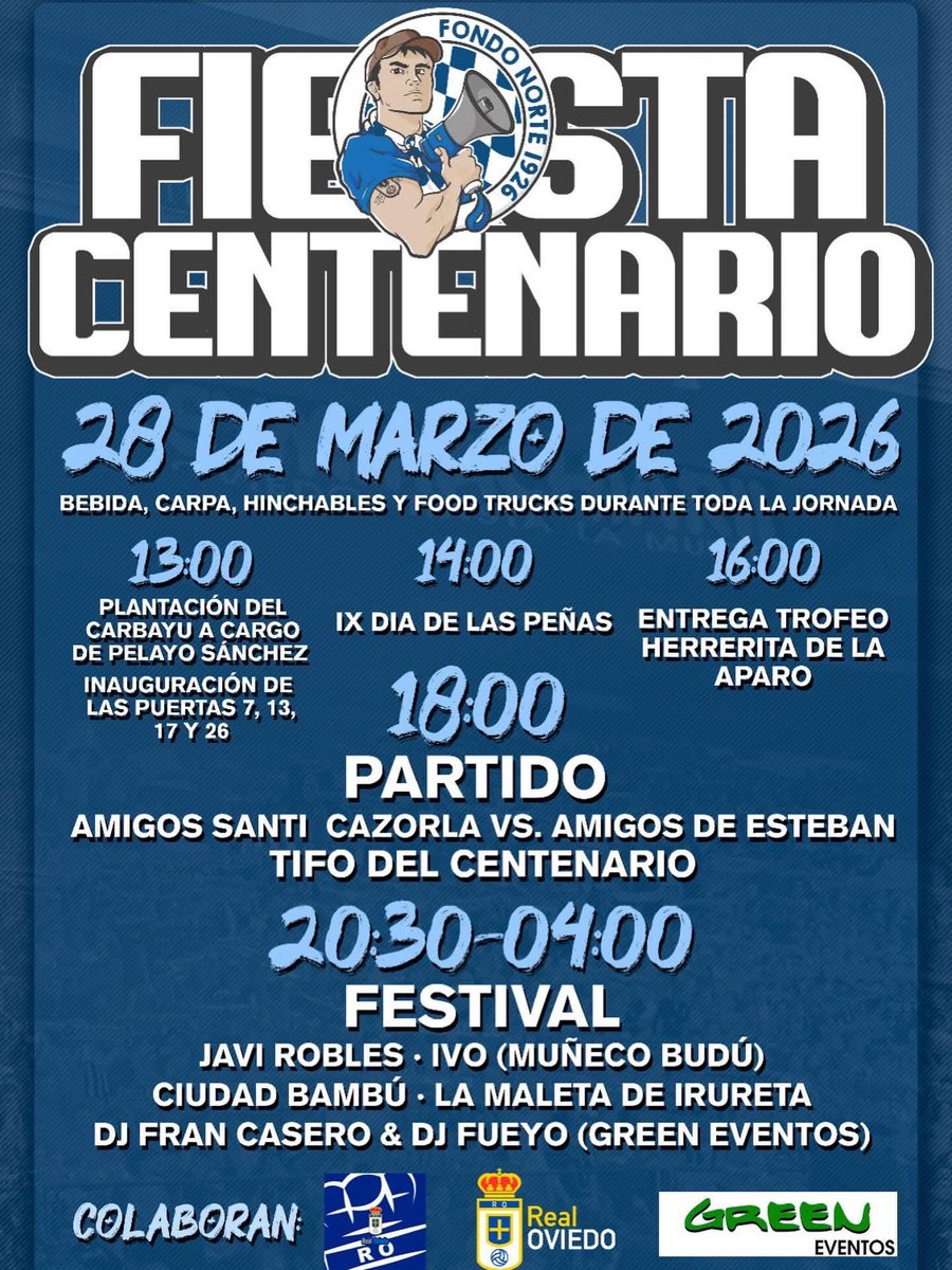 💙 Mañana no es un día cualquiera…
mañana celebramos 100 años de historia de nuestro Real Oviedo
Un siglo de sentimiento que merece ser vivido juntos.
🎉Comida, actos, fiesta y sobre todo… afición.
Porque este club no se entiende sin su gente,
y mañana lo demostraremos una vez