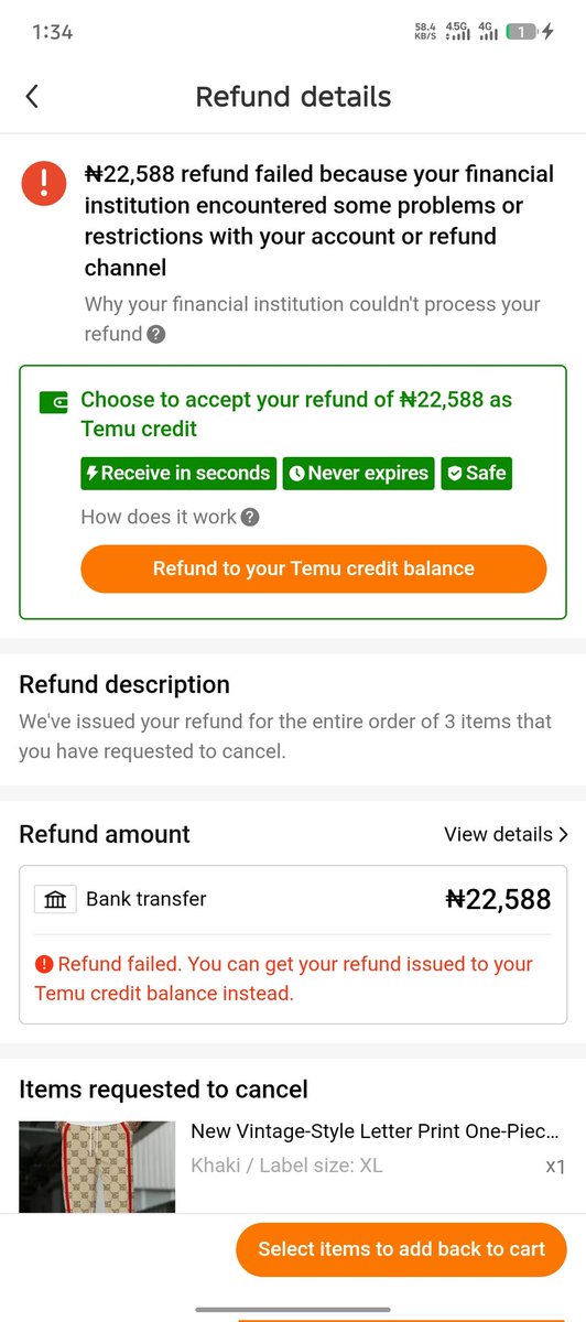 Vixemo_Creator's tweet photo. Hey @Temu, I’ve been waiting 3 MONTHS for a refund of ₦22,588 from a failed transaction.
I’ve been patient, I’ve followed all your “support” steps, but you keep pushing Temu credits instead of my money.
 NOW.
Time to stop ignoring your customers. #RefundMyMoney #TemuFail https://t.co/EdWkirxMxn