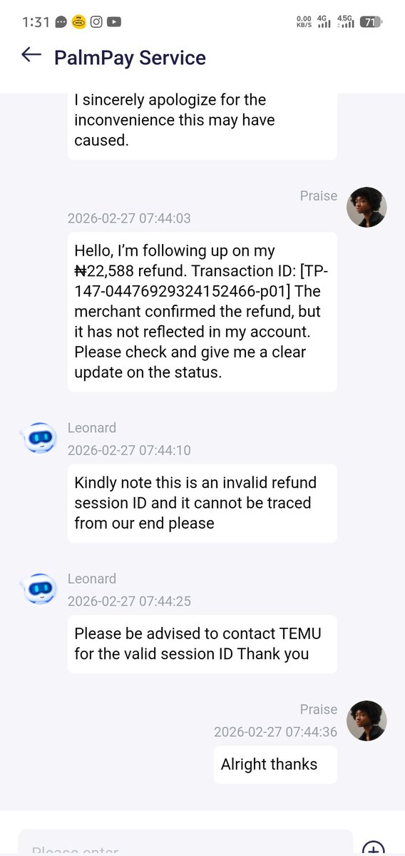 Vixemo_Creator's tweet photo. Hey @Temu, I’ve been waiting 3 MONTHS for a refund of ₦22,588 from a failed transaction.
I’ve been patient, I’ve followed all your “support” steps, but you keep pushing Temu credits instead of my money.
 NOW.
Time to stop ignoring your customers. #RefundMyMoney #TemuFail https://t.co/EdWkirxMxn