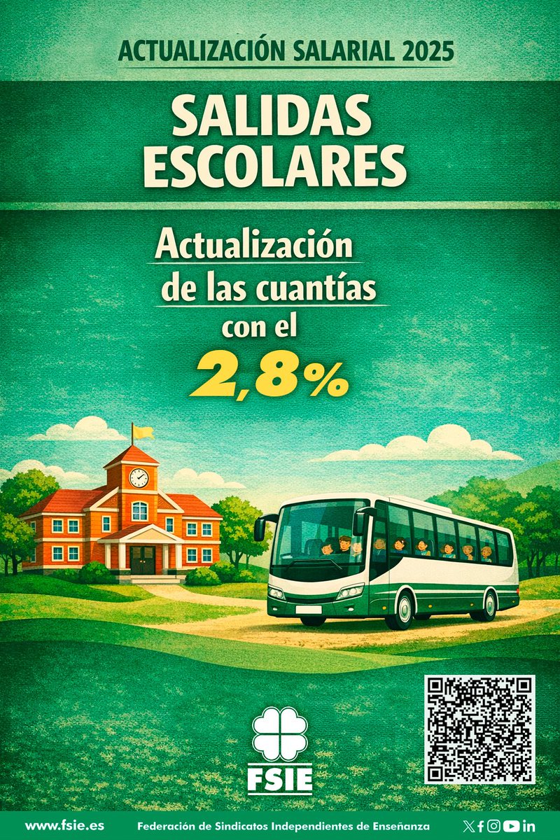 ibzjose2's tweet image. 🍀 Firmadas las tablas salariales 2024-2025 en la enseñanza privada y concertada.

🔹+2,5% para Docentes y PAS.
🔹Mejoras en complementos para Cocina y PAS.
🔹Subida del 2,8% en salidas escolares (IPC).

+info: fsie.es/actualidad-com
#FSIE #TablasSalariales #Educación #Convenio