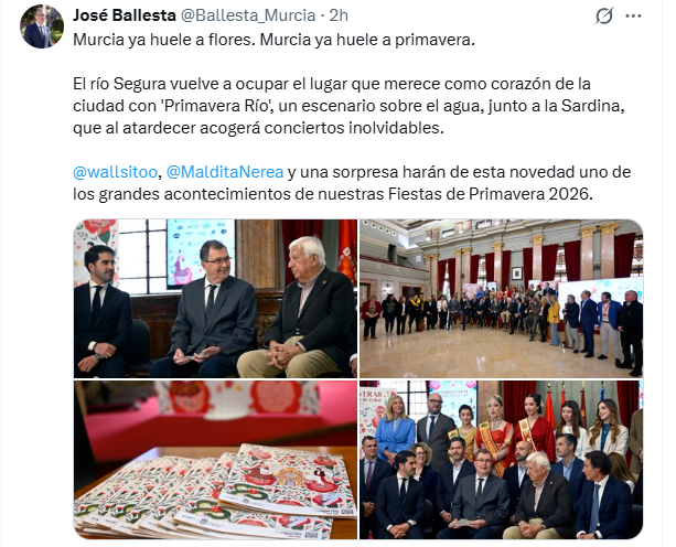 No alcalde, Murcia huele a tubo de escape 🚗💨

Y de nuevo usando el cauce del río Segura como un lugar para montar saraos, conciertos y fiestas, en vez de entender que se trata de un espacio natural con fauna y flora que hay que cuidar #MedioAmbiente