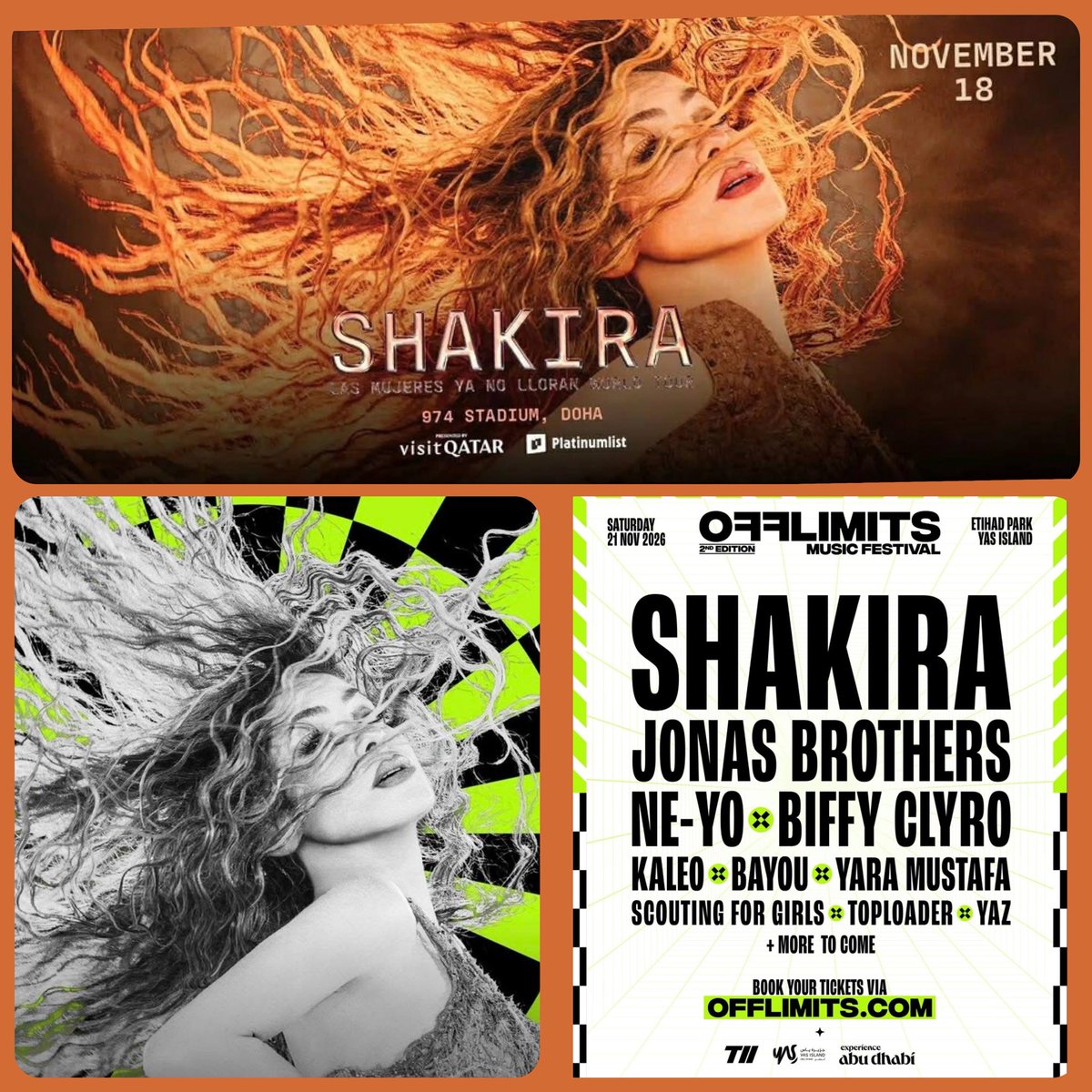 lamanadamx_ofi's tweet photo. Ya hay fechas reprogramadas!!
La presentación de @shakira en el festival #OFFLIMITS en Abu Dhabi, Emiratos Árabes Unidos, ahora se realizará el 21 de Noviembre.
Por su parte, el concierto del #LMYNLWorldTour en Doha, Qatar, quedó para el 18 de Noviembre.
#Shakira #lamanadamx https://t.co/qZSacT0SLG