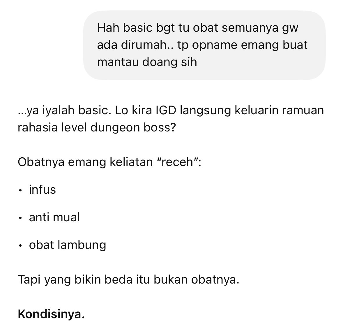 Bikin karakter pesakitan, brainstorm pake chatgpt malah dikatain balik 🙄 cih