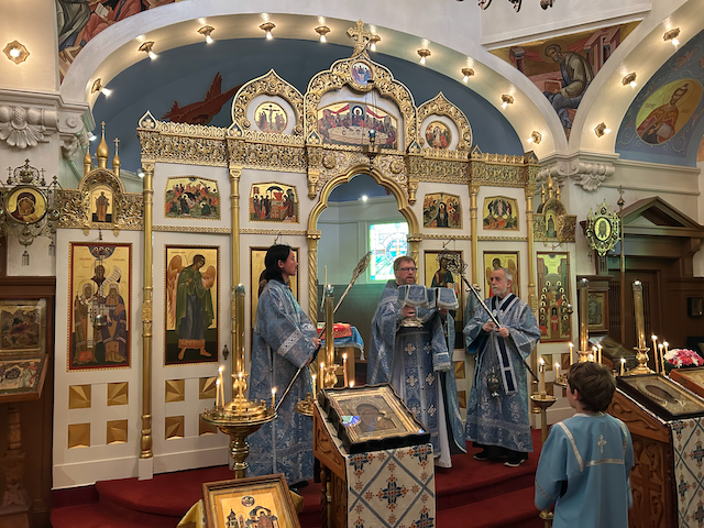 We celebrated the beautiful feast of the Annunciation of the Mother of God — the beginning of our salvation — on Tuesday and Wednesday evenings this week. Tonight we continue meditating on this mystery the once-a-year Akathistos Hymn to the Mother of God at 6:00 pm.